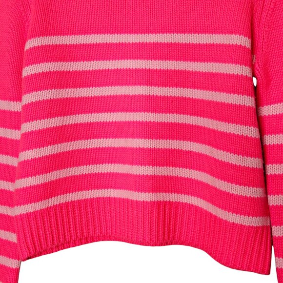 La Ligne Mini Marin Hot Pink Bubblegum Striped Wool Cashmere Long Sleeve Sweater - Picture 7 of 12